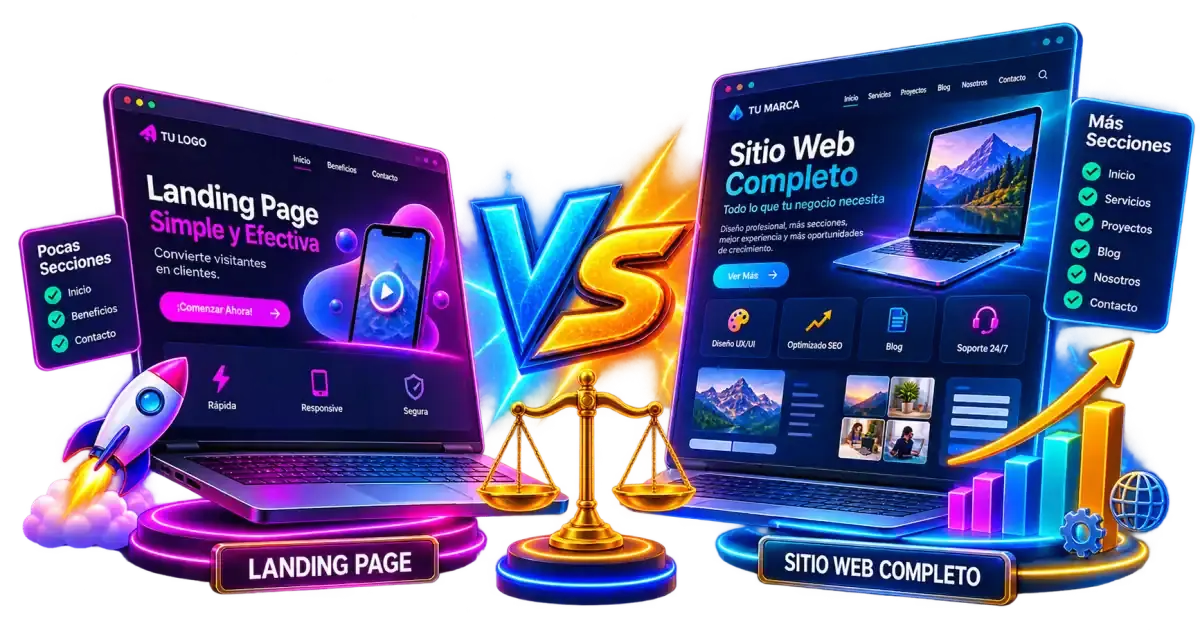 Landing page vs sitio web: ¿cuál necesito para vender?